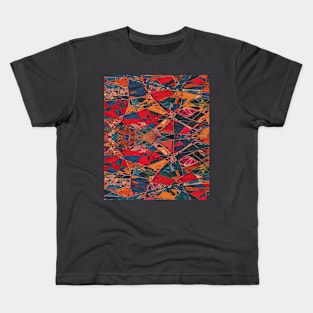 Coral Abstract Mosaic Grid Kids T-Shirt